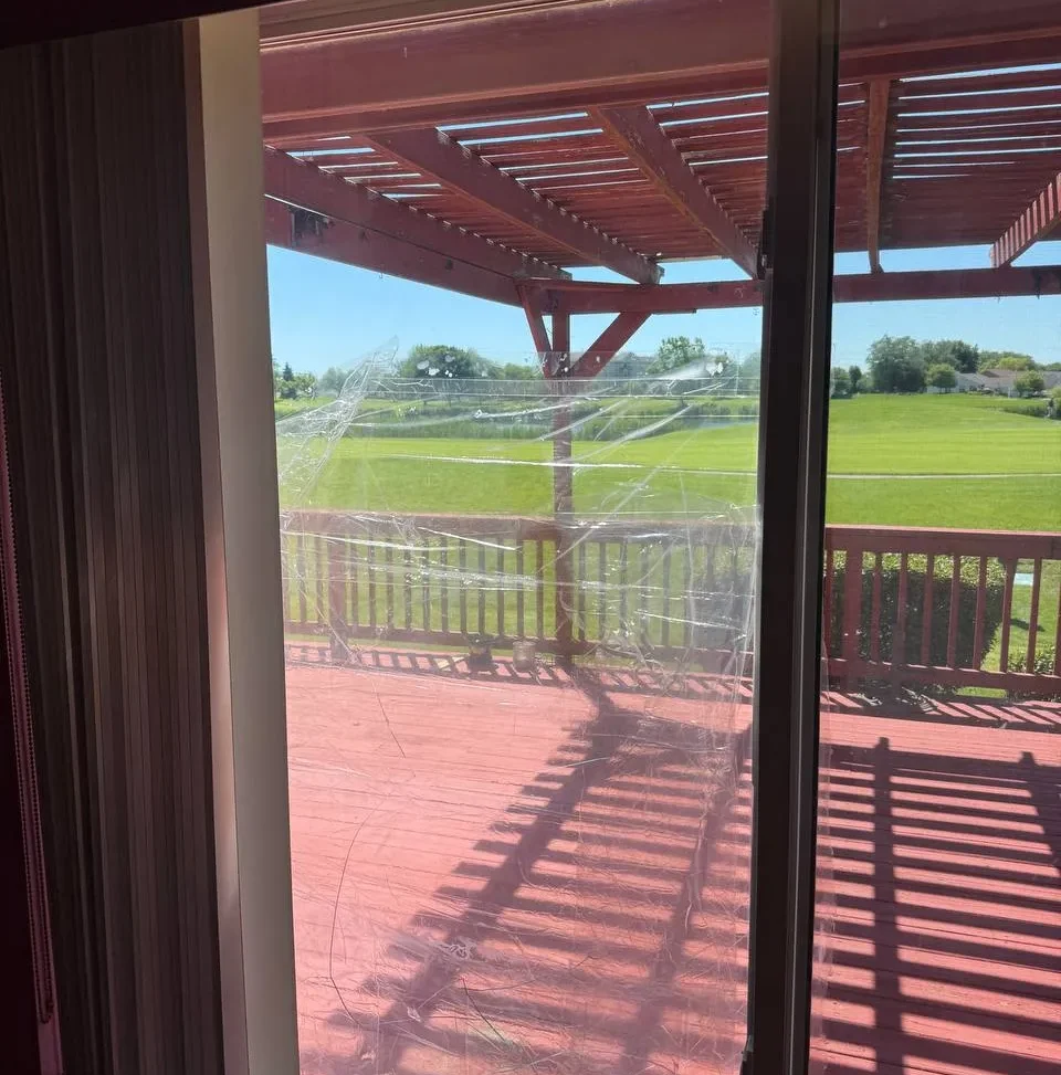 Damaged window glass before replacement in Plainfield IL