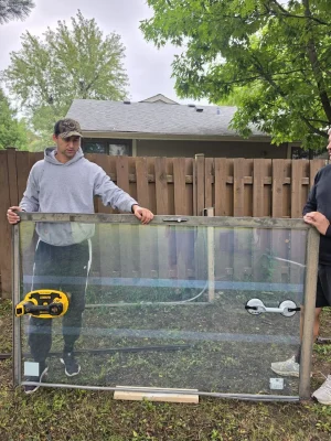 Sliding patio door glass replacement project in Roselle IL