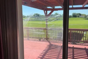 Damaged window glass before replacement in Plainfield IL
